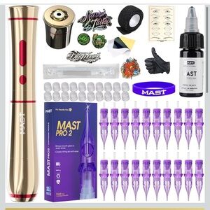 Cordless Tattoo Gun Machine Kit - Rotary Tattoo Pen